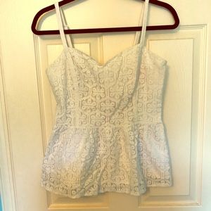 Lilly Pulitzer White Lace Peplum Top